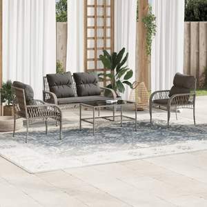 Conjunto de Sofás de Jardín de Poliratán Gris, Duradero y Resistente, Muebles de Jardín Resistentes - Product Image 1