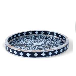 New Arrival Resin & MOP Inlay Serving <b>Storage</b> <b>Trays</b> Polish Finished Wedding Ramadan Eid Round Plate Floral Platters For Tabletop - Product Image 4