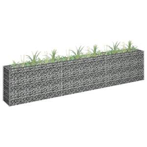 Jardinera Elevada Gabion de 106.3 x 11.8 x 23.6 Pulgadas, de Acero Galvanizado Plateado, Macetas y Jardineras - Product Image 1