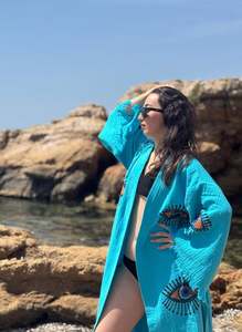 Articles faits main pour filles et femmes : Kimono tendance en tissu, nouveau design imprimé, coloré, motif œil protecteur, pour usage quotidien - Product Image 2