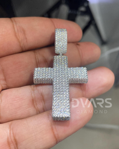 Pendentif Croix en Moissanite, Pendentif Croix de Jésus, Breloques Hip Hop, Pendentif en Argent 925 Entièrement Sertie de Pierres, Bijoux Chrétiens - Product Image 3