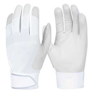 <b>White</b> Red Baseball Batting Gloves Full Finger Leather Breathable Hook And Loop Closure For Adults Right Handed - Product Image 4