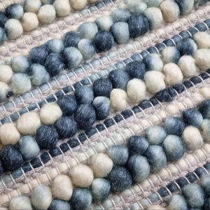 Tapis en laine tissé à la main, épais, contemporain, rayé, doux, à texture lourde, pour salon et chambre à coucher - Product Image 6