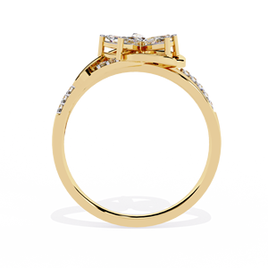 Anillo Clásico de Diamantes con Corte Marquesa para Mujer, con Piedras Laterales Redondas en Oro Amarillo de 14k, Estilo Clásico de Compromiso - Product Image 4