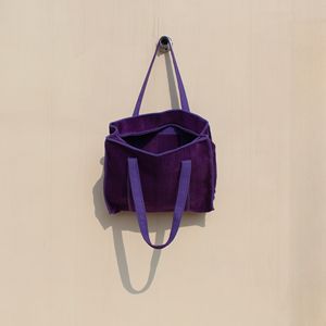Bolso de Hombro de Terciopelo de Algodón Morado, con Cierre, Asa Doble, Diseño Elegante Acolchado, Ecológico y Ligero para Mujer - Product Image 3