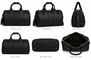 Black Genuine Leather Luxury Sport Duffel <b>Bag</b> Vintage Travel Weekender Gym <b>Overnight</b> Durable Large Capacity Zipper Soft Handle - Product Image 2