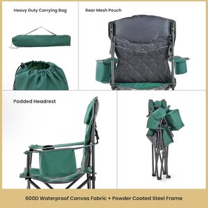 Portable Metal Folding Beach <b>Chair</b> with 6-Can Cooler Wine Glass Holders <b>Heavy</b>-<b>Duty</b> Bag for Outdoor Dining <b>Camping</b> School Use - Product Image 6