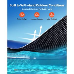 Bâche solaire pour piscine 32 x 16 pieds, 16 mil, double couche d'air à isolation thermique, couverture à bulles pour usage diurne, enrouleurs inclus - Product Image 4
