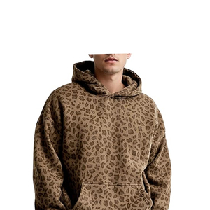 Custom <b>Leopard</b> <b>Print</b> Hoodie Men Women Unisex Streetwear Cotton Fleece Pullover <b>Sweatshirt</b> OEM Logo Wholesale - Product Image 5