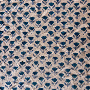 ผ้าฝ้ายพิมพ์ลายบล็อกสีครามลายดอกไม้เล็กๆ แบบบูติ |   สิ่งทอฝีมือชาวอินเดีย - Product Image 3