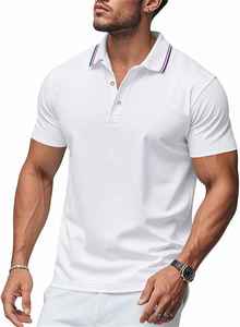 Polo de Manga Corta Rosa para Hombre, Estilo Casual de Punto, Corte Regular, Color Sólido - Product Image 3