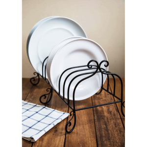 Standing Iron Metal Plate Rack Black Finished Perfect For Kitchenware <b>Tabletop</b> Multifunction Plate <b>Storage</b> Holder - Product Image 6