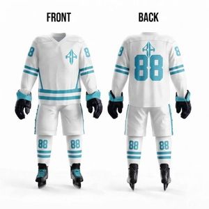 Conjunto de Uniforme de Hockey sobre Hielo RIVIAN ATLANTIC, Impresión por Transferencia de Calor, Color Sólido, Material 100% Poliéster, Calidad Premium para Hombre - Product Image 1