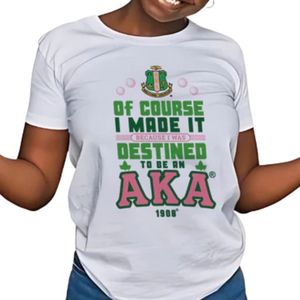 Camiseta blanca AKA Destined To Be An AKA Crossing, camiseta gráfica de manga corta de algodón para mujer, camiseta informal de moda para hermandad - Product Image 3