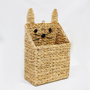 Handmade Water Hyacinth Cat Wall <b>Hanging</b> Basket Nursery Toy Storage Organizer <b>Bin</b> - Product Image 2
