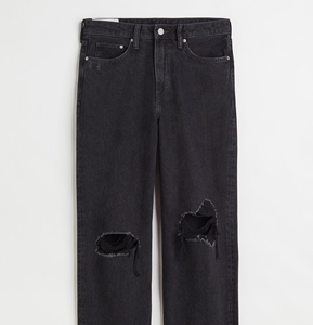 Jeans de mezclilla rasgados de pierna ancha para hombre, corte regular, estilo urbano, color negro, transpirables, lavados, ecológicos, para invierno - Product Image 5