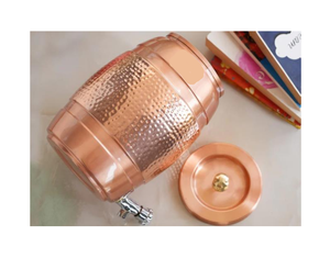 Distributeur d'eau en cuivre pur de haute qualité avec couvercle en cuivre, luxueux pour la décoration intérieure, pot de stockage d'eau martelé - Product Image 1
