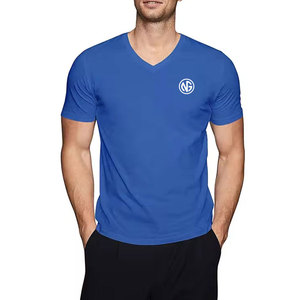 T-shirts décontractés pour hommes 100% coton, imprimés, col en V, légers, matière de qualité supérieure, coupe ample. - Product Image 1