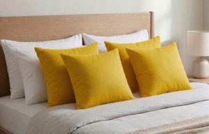Yellow cotton cushion cover premium soft <b>pillow</b> cover for <b>sofa</b> bed home decoration durable washable fabric cushion cover - Product Image 4