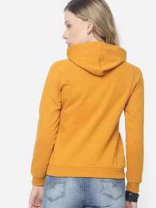 Sudadera con Capucha Impermeable para Mujer, Color Amarillo Mostaza, Estampado Personalizado, Forro Polar Suave, Manga Larga, Bolsillo Tipo Canguro, Informal para Uso Diario - Product Image 4