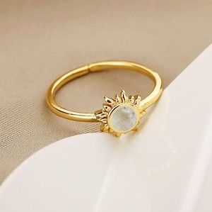 Bague en or plaqué or fait main avec pierre précieuse rutilée dorée à facettes rondes en forme de soleil - Vente en gros - Product Image 1