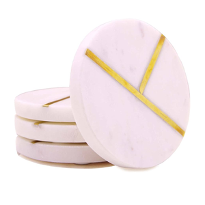 Eco-Friendly Natural <b>Marble</b> <b>Coasters</b> Modern Design Durable Washable Stone for Hotels - Product Image 1