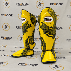 Espinilleras personalizadas para hombre, color azul con diseño de dragón, totalmente impresas, para entrenamiento profesional y sparring, para adultos. - Product Image 4
