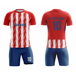 เสื้อฟุตบอลแบบซับลิเมชั่นสั่งทำพิเศษสำหรับผู้ชาย สีขาว-แดงเลือดหมู ลายทางสีทอง ชุดยูนิฟอร์มแขนสั้น สำหรับทุกฤดูกาล ผลิตจากโพลีเอสเตอร์ซับเหงื่อ - Product Image 4