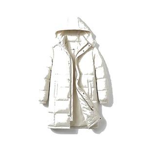 Veste matelassée à capuche, manches longues, coupe-vent d'hiver, rembourrage en polyester épais, couleur unie, manteau long - Product Image 1