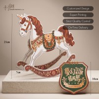 LI-SHANG PRINTING Calendrier de bureau cheval à bascule en carton 3D 21cm, design personnalisé, impression UV, cadeau artisanal