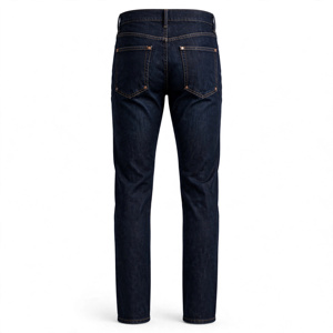 Men's Indigo Stonewashed Denim Pants Regular Fit Full Length Breathable Midweight Casual Summer <b>Jeans</b> - Product Image 2