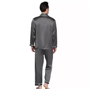 Ensemble de pyjama en satin de luxe sur mesure pour hommes, 100% soie, vêtements de nuit, pyjama en soie 2 pièces, prix de gros, prix bas - Product Image 2