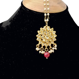 Tocado étnico de aleación de zinc estilo Royal Head, Maang Tikka para mujeres - Boda, novia, San Valentín, aniversario. - Product Image 3