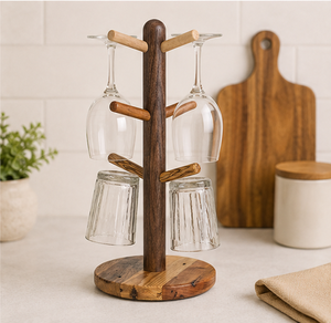 Handmade Rustic Wood Mug Holder Tree Space-Saving Vertical Coffee Cup Display <b>Rack</b> And Jewelry Organizer For Farmhouse <b>Kitchen</b> - Product Image 4