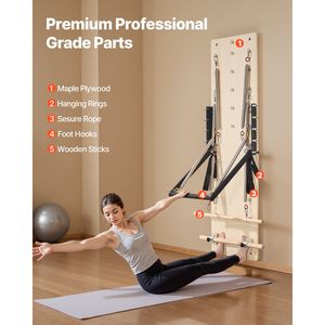 Macchina Pilates Reformer a Parete in Legno d'Acero con Springboard e Molle di Resistenza per Yoga e Fitness - Product Image 5