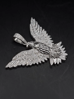 Collier Pendentif Aigle Plaqué Or et Rhodium avec Charme Micro-Pavé Moissanite Design Ailé pour Hommes/Femmes Cadeau Hip Hop Fête