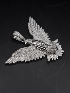 Collier Pendentif Aigle Plaqué Or, Breloque Micro-Pavée Effet Glacé, Bijou Oiseau Ailé pour Hommes et Femmes, Cadeau Hip Hop pour Fête - Product Image 3