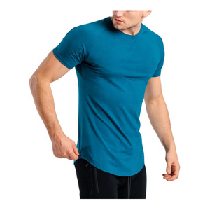 Ropa de vestir de calidad superior para hombre, camisetas de manga corta con cuello redondo, dobladillo curvo Delgado, jersey informal de hip hop, Camiseta lisa de algodón 100% - Product Image 2