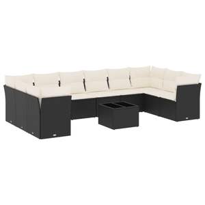 Conjunto de Sofás Grandes para Jardín en Ratán PE Negro, Vidrio y Poliéster con Espuma - Muebles de Exterior de Primera Calidad - Product Image 2