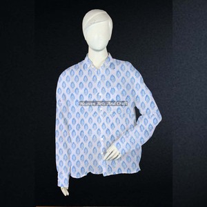 Hermosa camisa india hecha a mano de algodón para mujer, estilo casual de verano, túnica midi boho con diseño de estampado en bloques. - Product Image 6