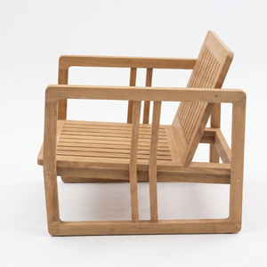Fauteuil de salon moderne Felicia en teck avec structure minimaliste et dossier à lattes verticales pour utilisation en parc - Product Image 2