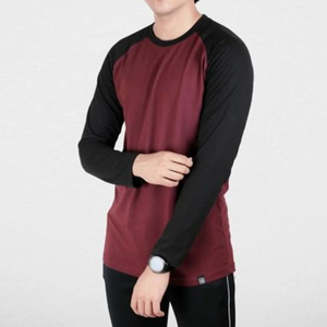 T-shirt à manches longues raglan pour homme, orange et blanc, col rond, jersey décontracté, taille régulière, 100% coton, séchage rapide, anti-plis - Product Image 3
