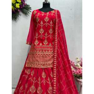 Ropa de Diseño India y Pakistaní, Elegante Top Lehenga y Dupatta con Bordado Chino - Product Image 3