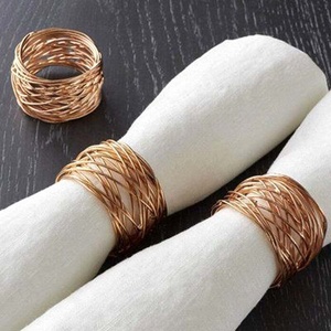 Royal Stainless Steel Gold Plated Napkin <b>Ring</b> Set Unique Modern Plant Design Luxury Flatware for Restaurant Wedding Home Use - Product Image 5