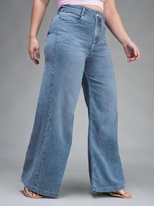 Women's Eco-Friendly Soft Stretch Cotton Mid-Waist <b>Boot</b> Cut Jeans-Vintage Wash Regular Fit Comfortable Wide-Leg Knee-Length - Product Image 5