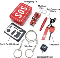 Kit d'équipement de survie pour le camping, boîte à outils d'urgence SOS avec pince multifonction, boussole, allume-feu, scie à fil