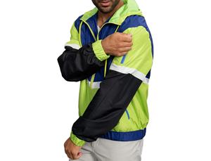 Wholesale Custom Men's Windbreak Jacket Color Block Waterproof Nylon <b>Fabric</b> Hooded Windproof Jacket For Men - Product Image 6