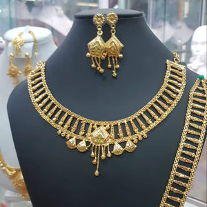 24K <b>Gold</b> Plated Vintage Style Fashion <b>Set</b> Includes Copper <b>Bangle</b> Necklace Earrings for USA Germany France Comoros Mayotte - Product Image 1