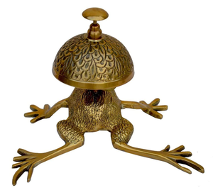 Cloche de table en laiton antique en forme de grenouille, cloche de service fantaisie en forme d'animal pour hôtel, restaurant, bureau, décoration intérieure - Product Image 3