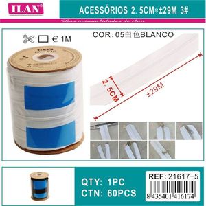 Nastro ILAN 2,5 cm x 29 m bianco per artigianato e decorazioni - Product Image 3